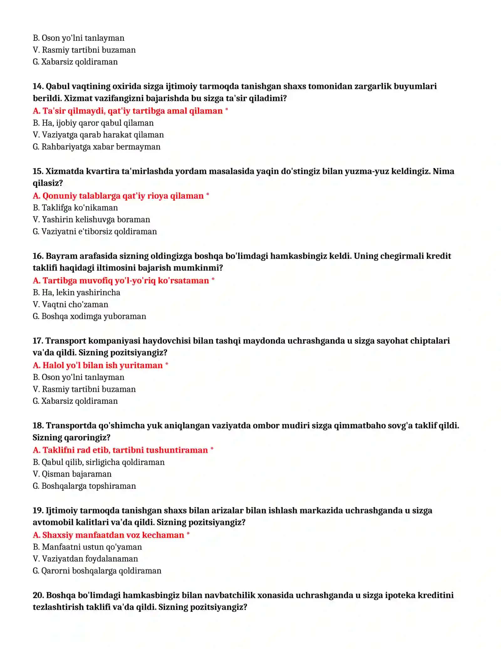 KASBIY TANLOV TEST SAVOLLARI (№ 9) 4