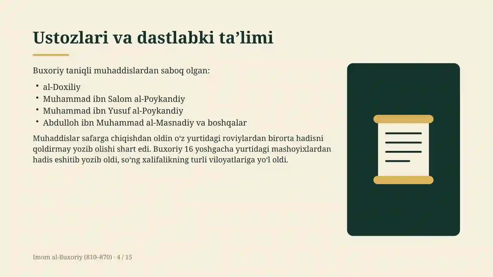 Imom al-Buxoriy haqida taqdimot 4