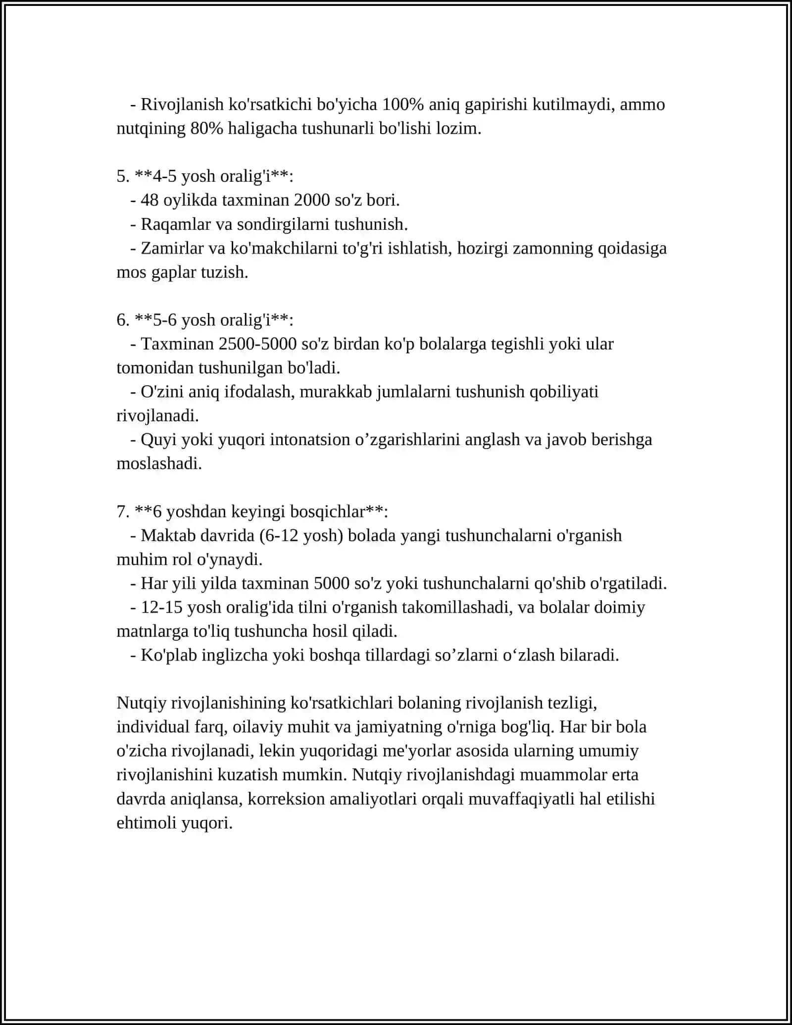 NUTQI TO'LIQ RIVOJLANMAGAN BOLALAR NUTQINI TEKSHIRISH 4