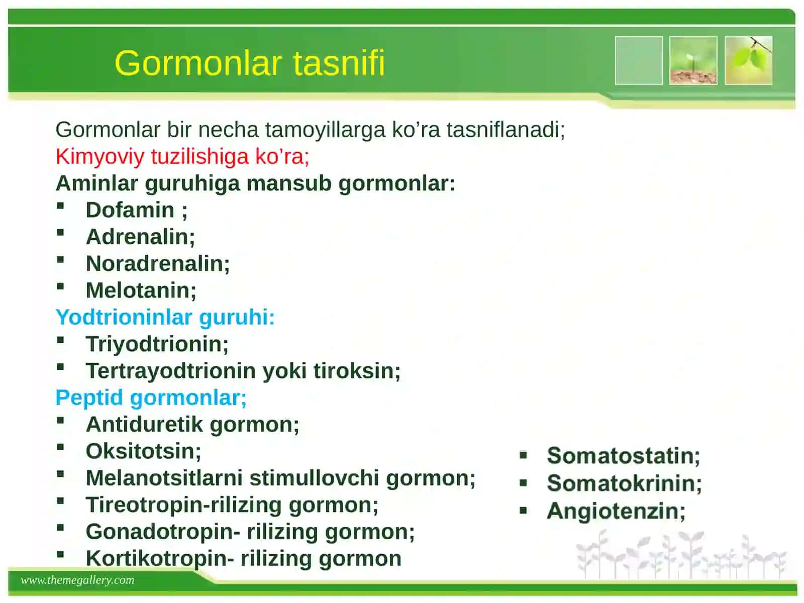 Ichkisekretsiyabezlarifiziologiyasi.Gipotalamo-gipofizartizim.Qalqonsimonbezvaqalqonsimonbezyonidagibezlarfiziologiyasi 4