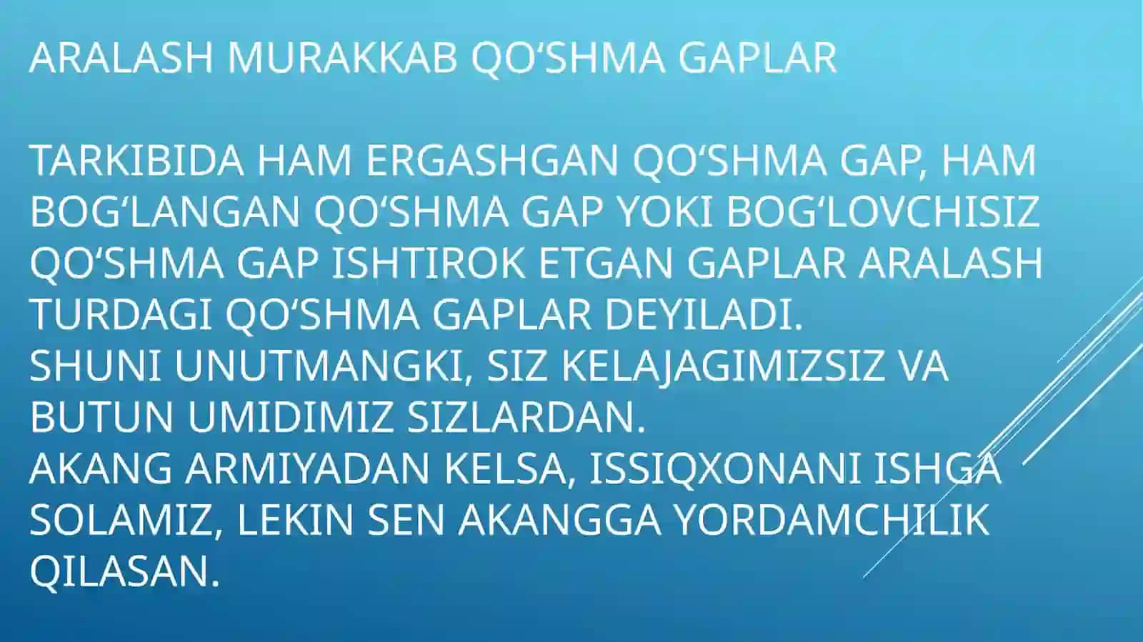 MURAKKAB QO’SHMA GAPLAR 4