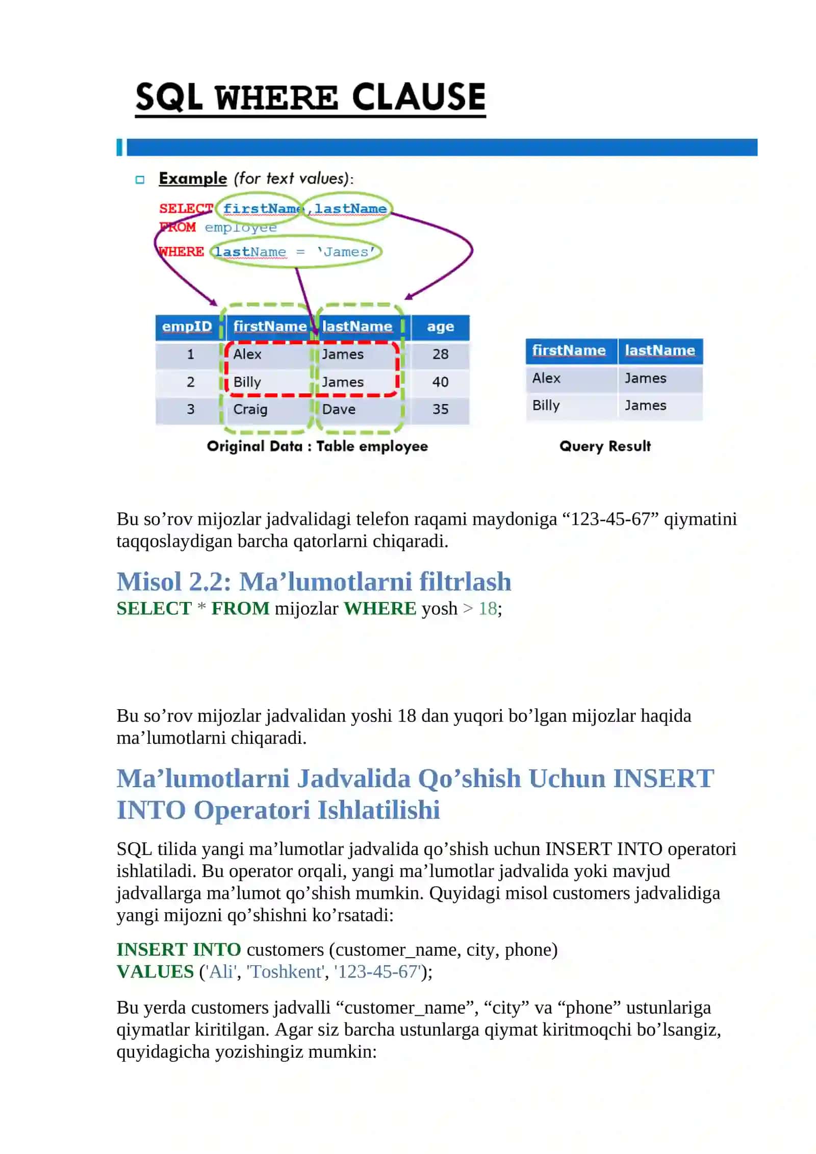 SQL Tilida Ma'lumotlarni Tavsiflash 4