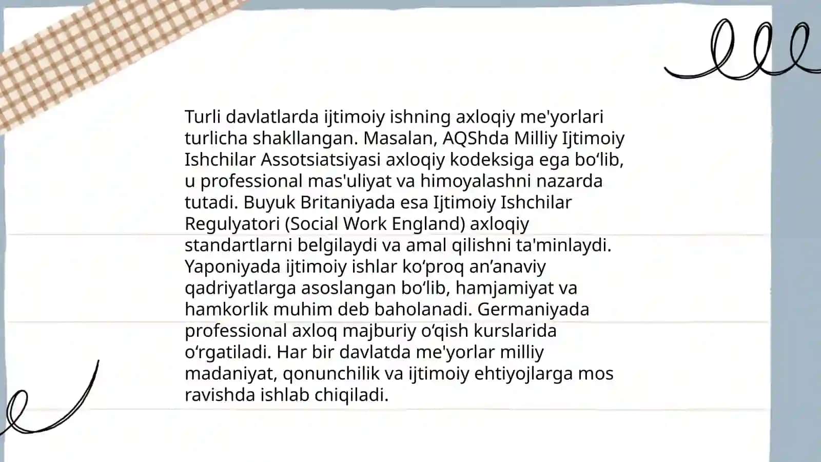 Turli davlatlarning ijtimoiy ish axloqi kodekslari 4