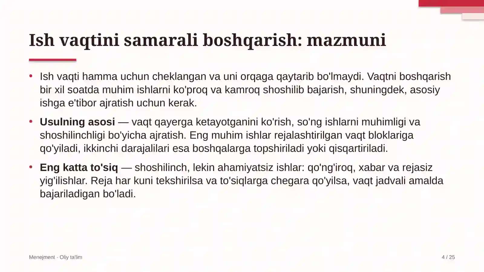 ta'mirlash pardozlash ishlarida ish vaqtini samarali boshqarish 9638 4