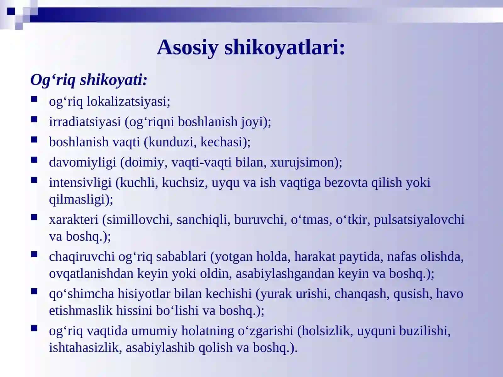 XIRURGIK BEMORLARNI TEKSHIRISH USULLARI 4