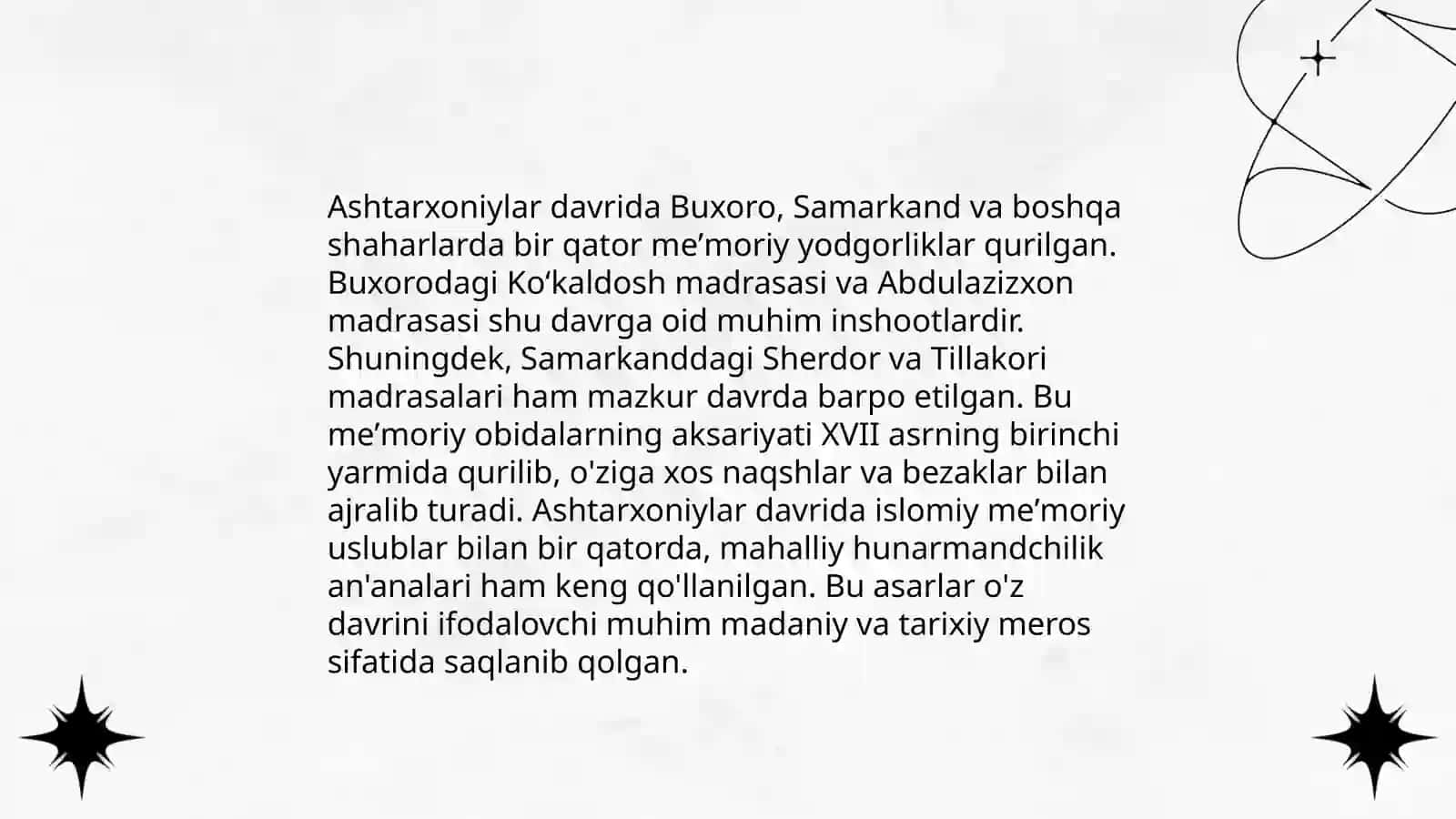 Shayboniylar va Ashtarxoniylar davrida meʼmorchilik va shaharsozlik 4