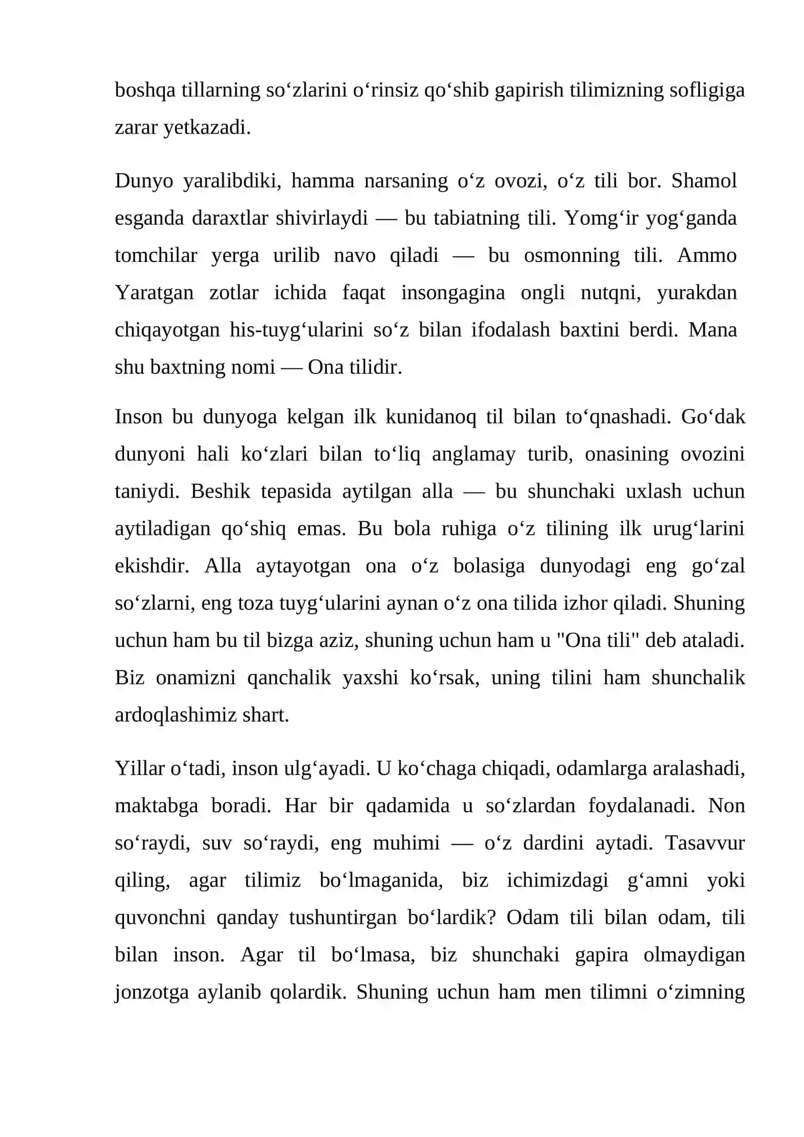 ONA TILIM –SEN RUHIMNING QANOTI 4