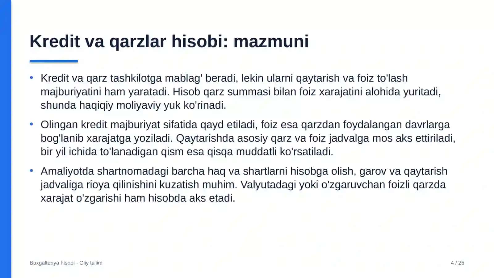 Ta'lim tizimida kredit va qarzlar hisobi 4