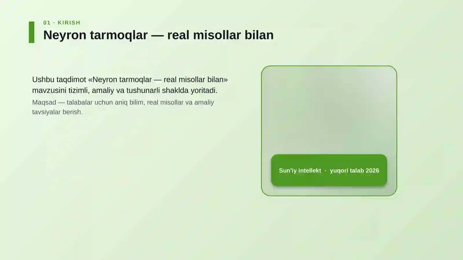 Neyron tarmoqlar — real misollar bilan 4
