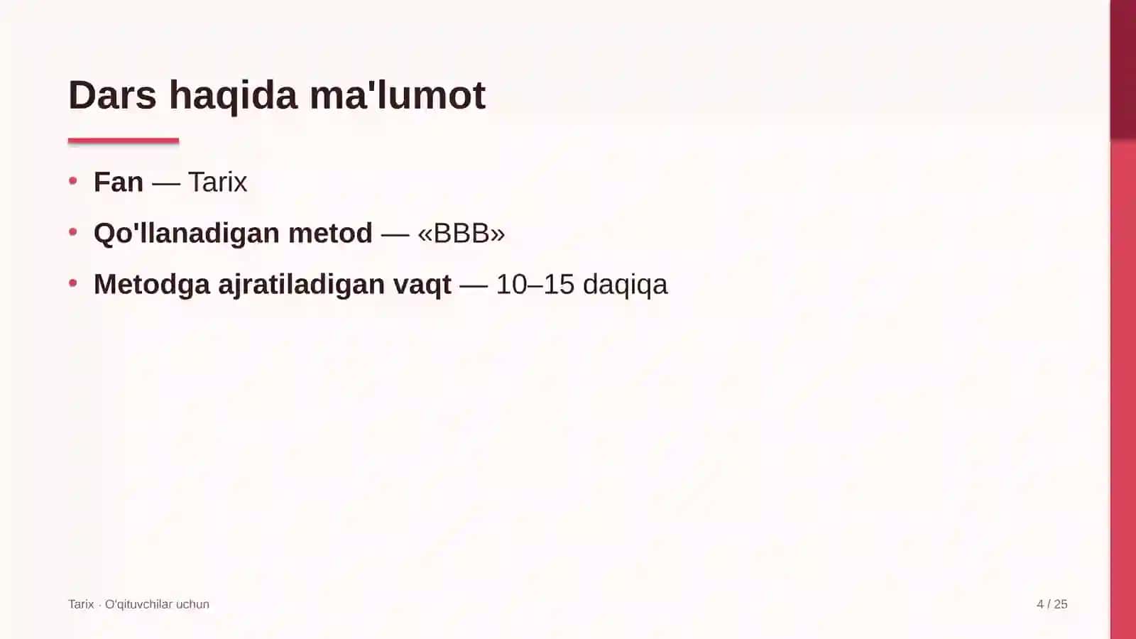 tarix darslarida bbb metodidan foydalanish 5018 4