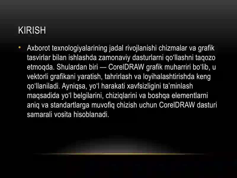 Corel DRAW dasturida yo‘l elementlari chizmalarini chizish 4