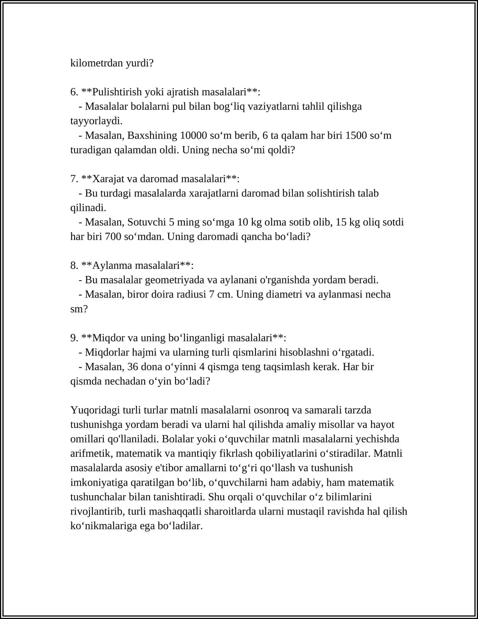 MATNLI MASALALAR YECHISH 4