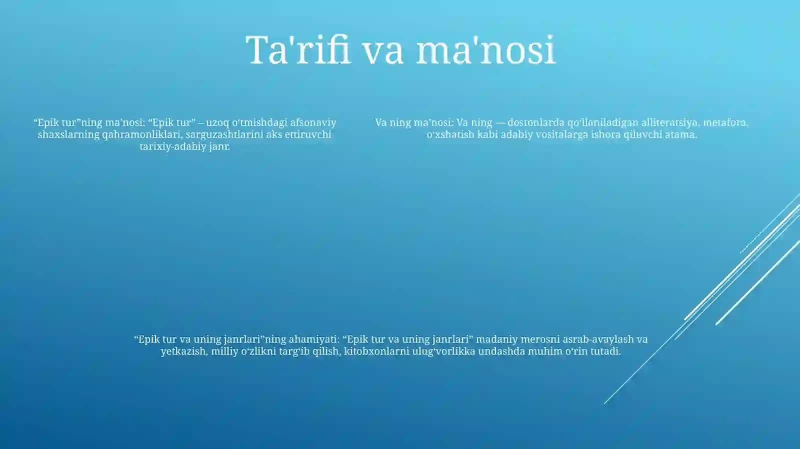 Epik Tur Va Uning Janrlari 4