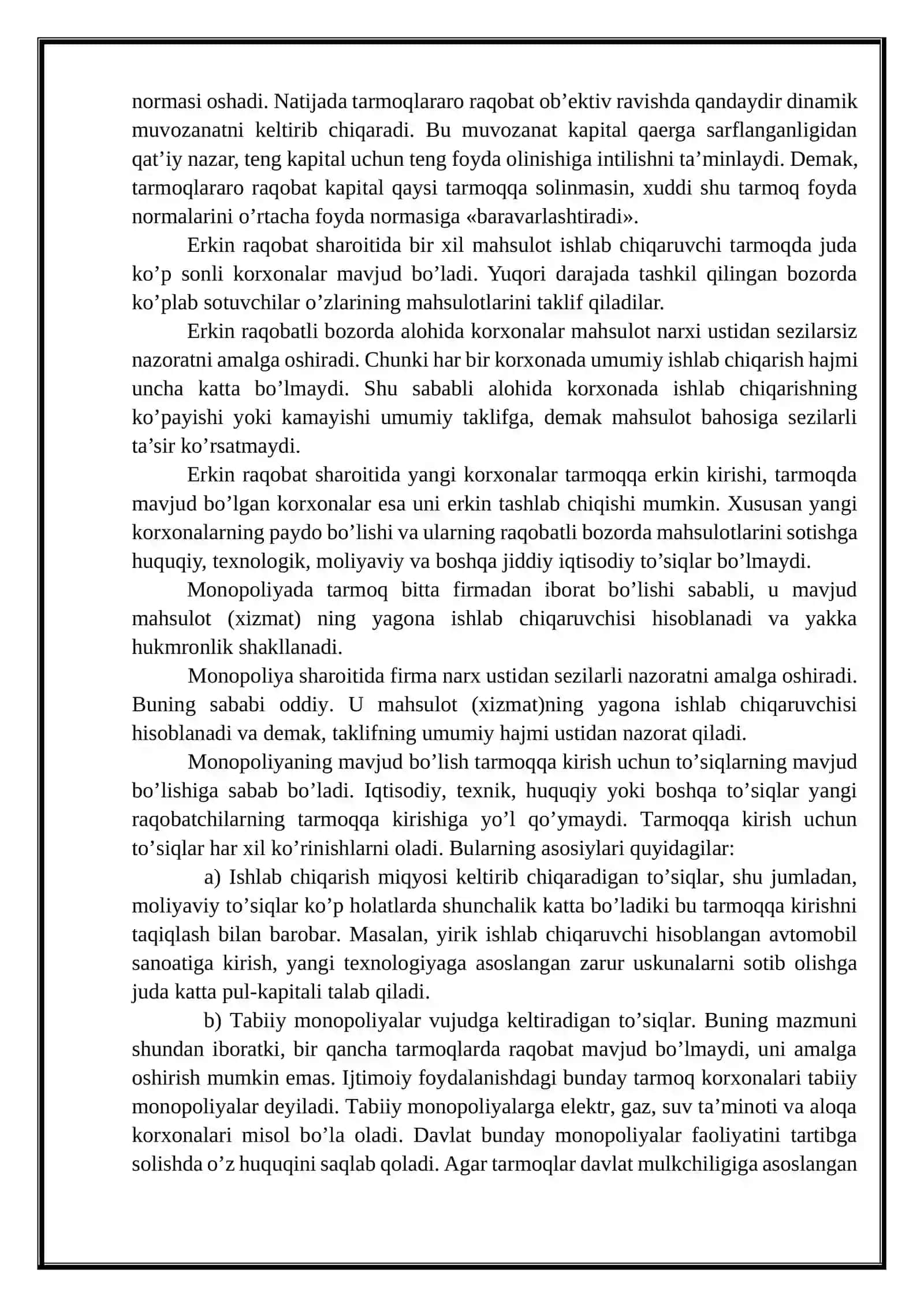 Raqobat nazariyasi. Mukammal va nomukammal raqobat 4