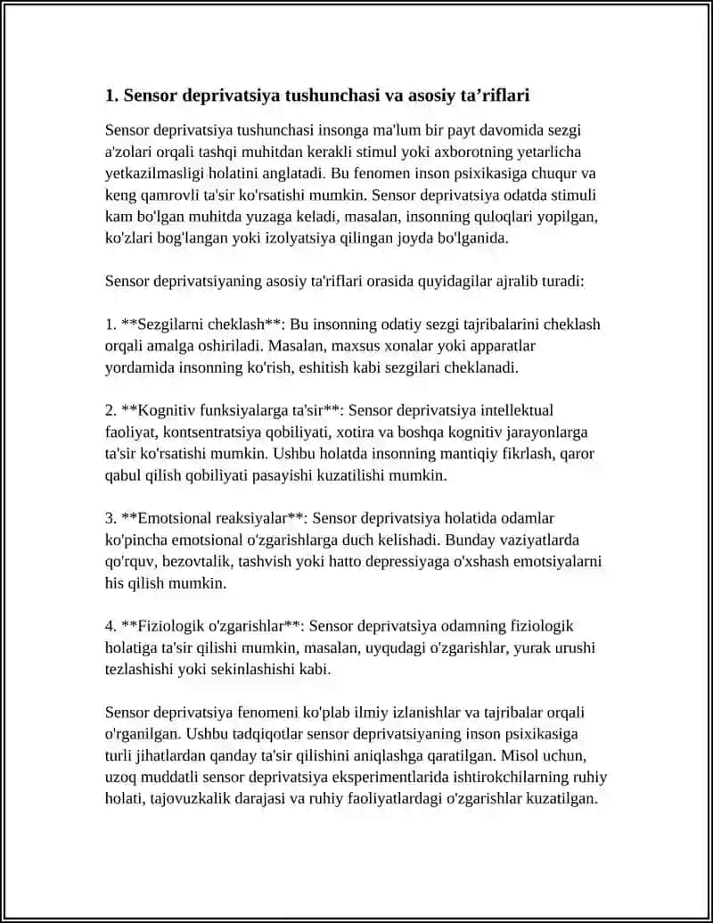 SENSOR DEPRIVATSIYASI 4