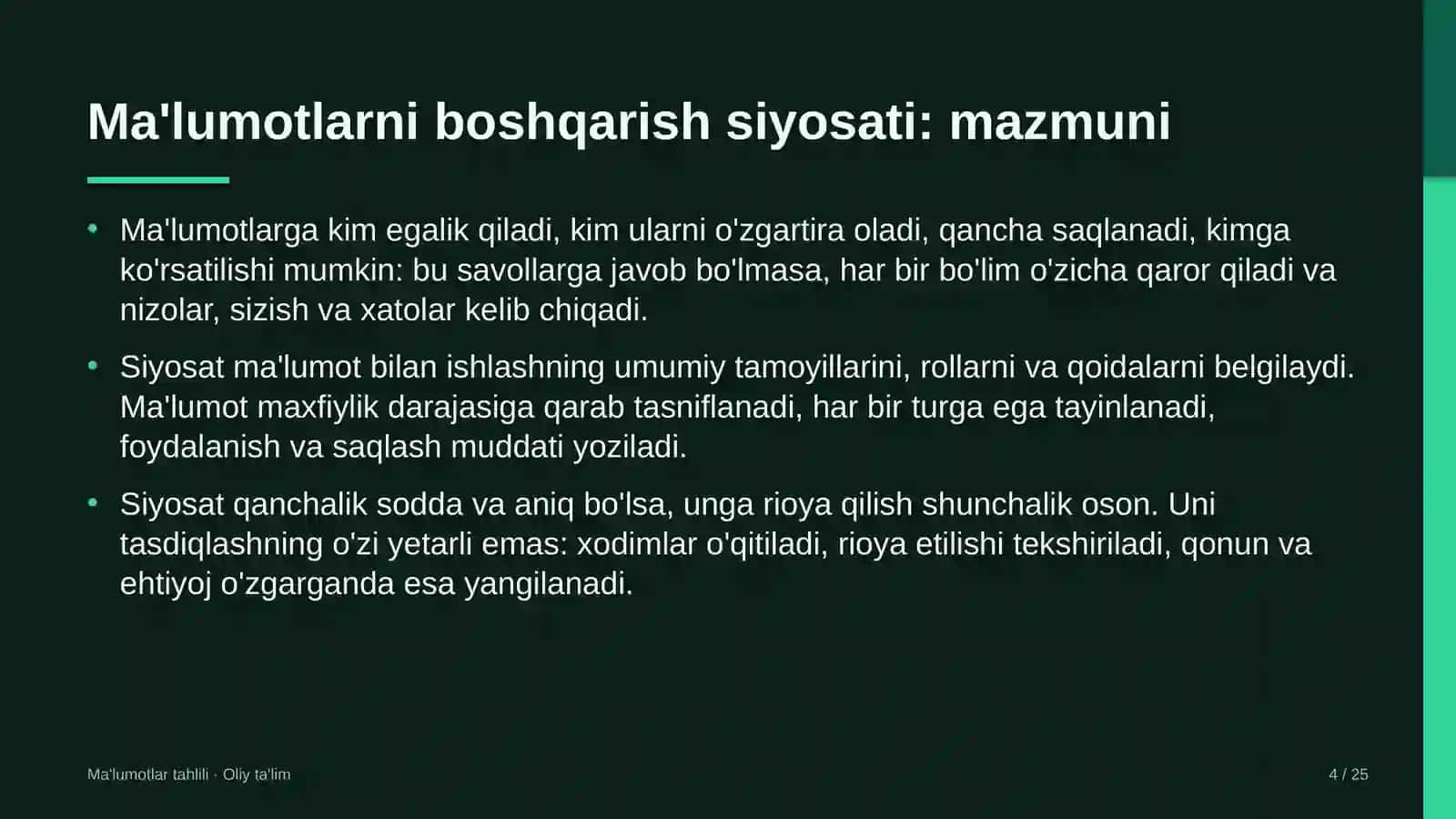 Ma'lumotlar tahlili · Oliy ta'lim 4