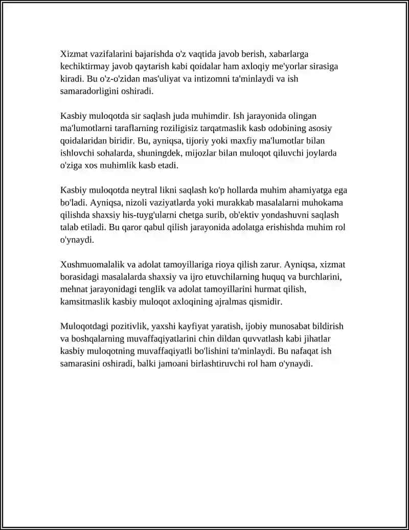 Kasbiy Muloqot Odobi 4