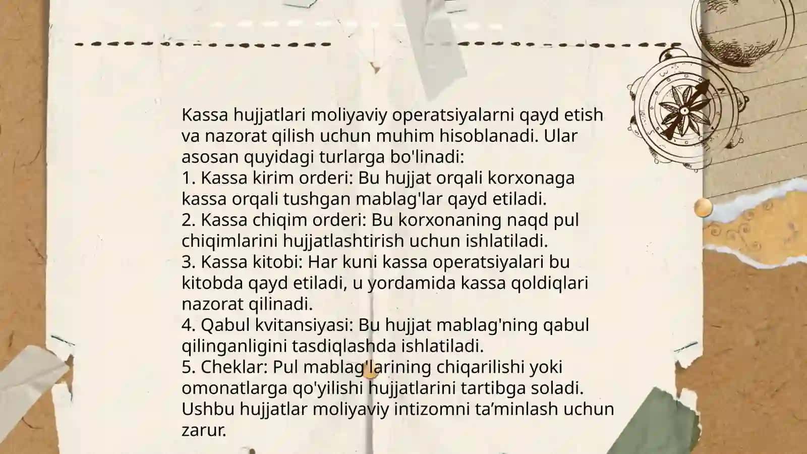 Kassa operatsiyalarini hisobga olish 4