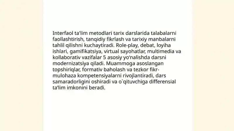 Tarix darslarining zamonaviyligi 4
