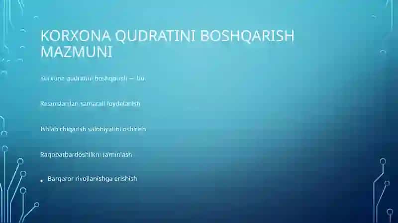 Korxona qudratini boshqarish 4