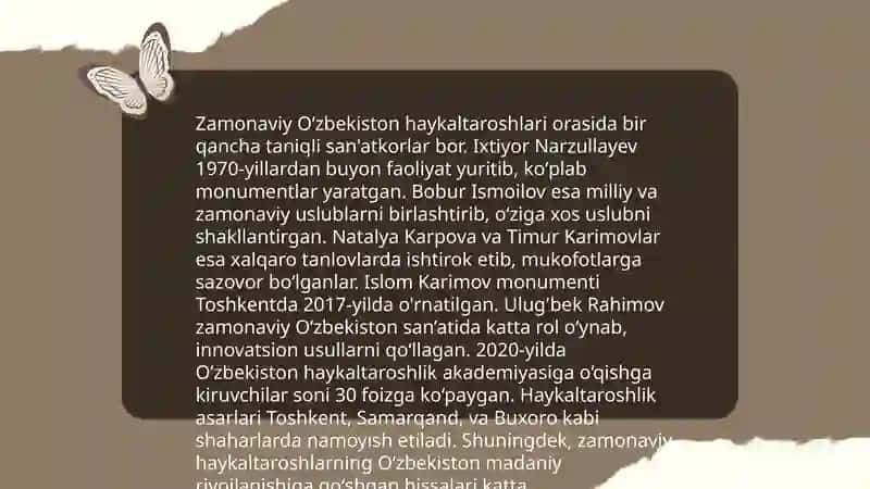 Oʻzbekiston haykaltaroshlik san'ati 4