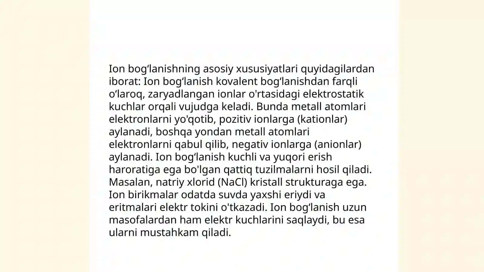 Ion bogʻlanish Kovalent bogʻlanish 4