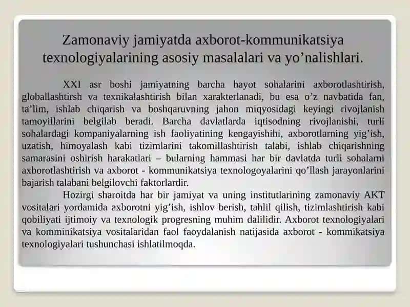 Texnik tizimlarda axborot texnologiyalari faniga kirish 4