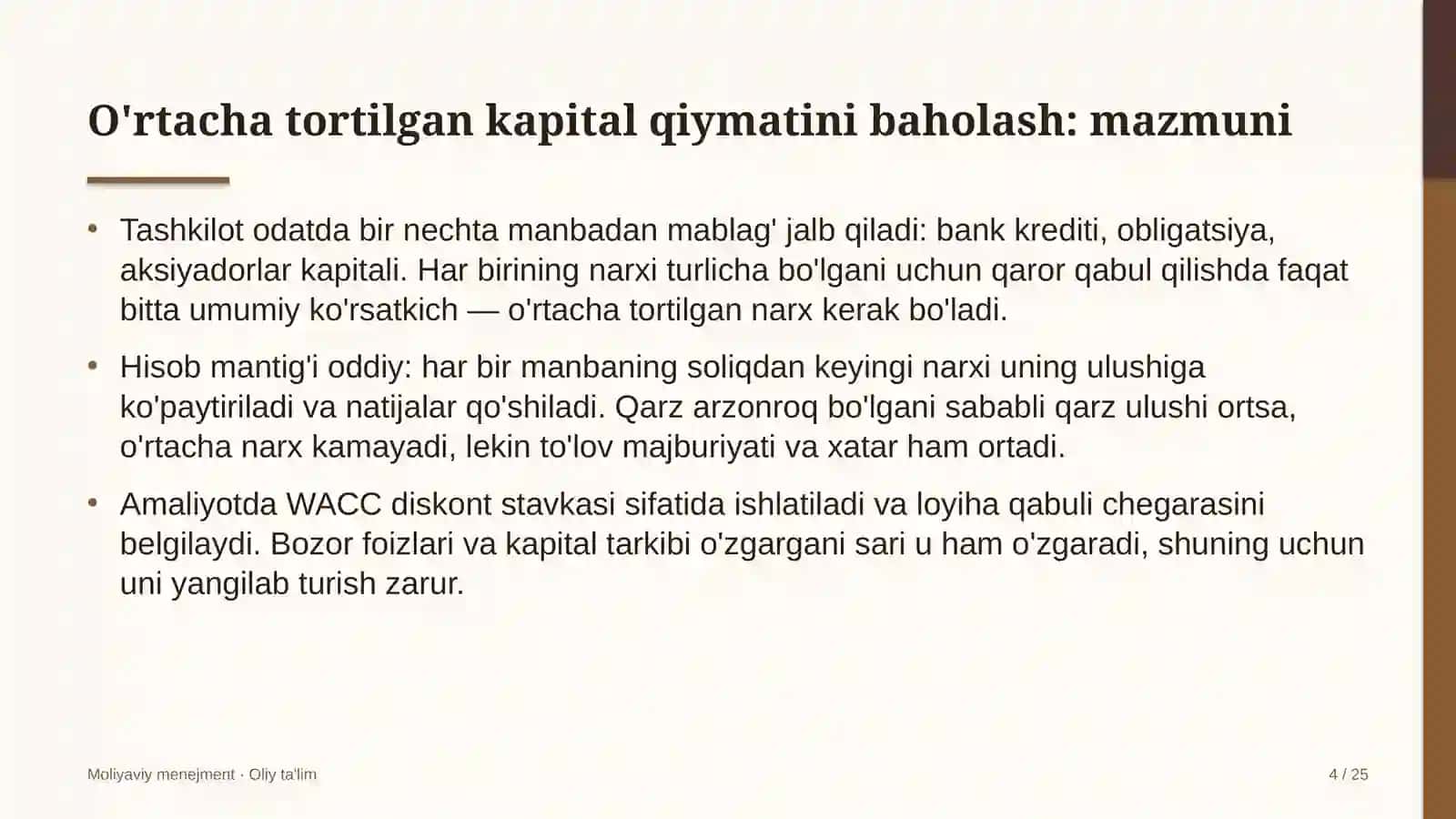 Moliyaviy Menejment · Oliy Ta'lim 4