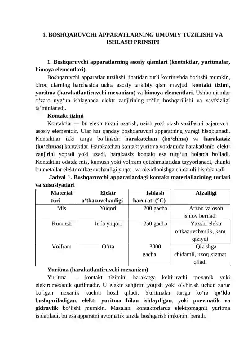 Boshqaruvchi apparatlar turlari 4