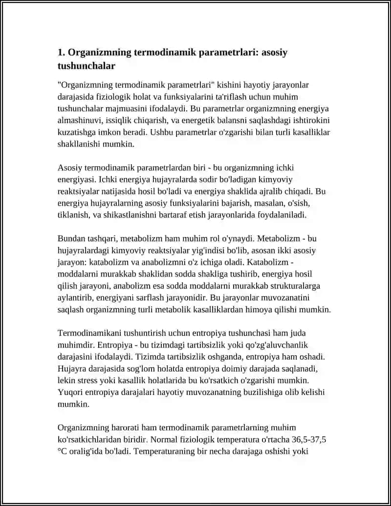 ORGANIZMLARNING TERMODINAMIK PARAMETRLARI 4