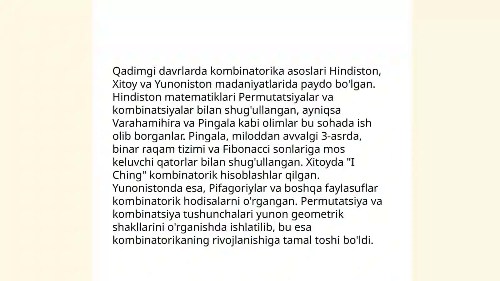 Kombinatorika rivojlanish tarixi 4