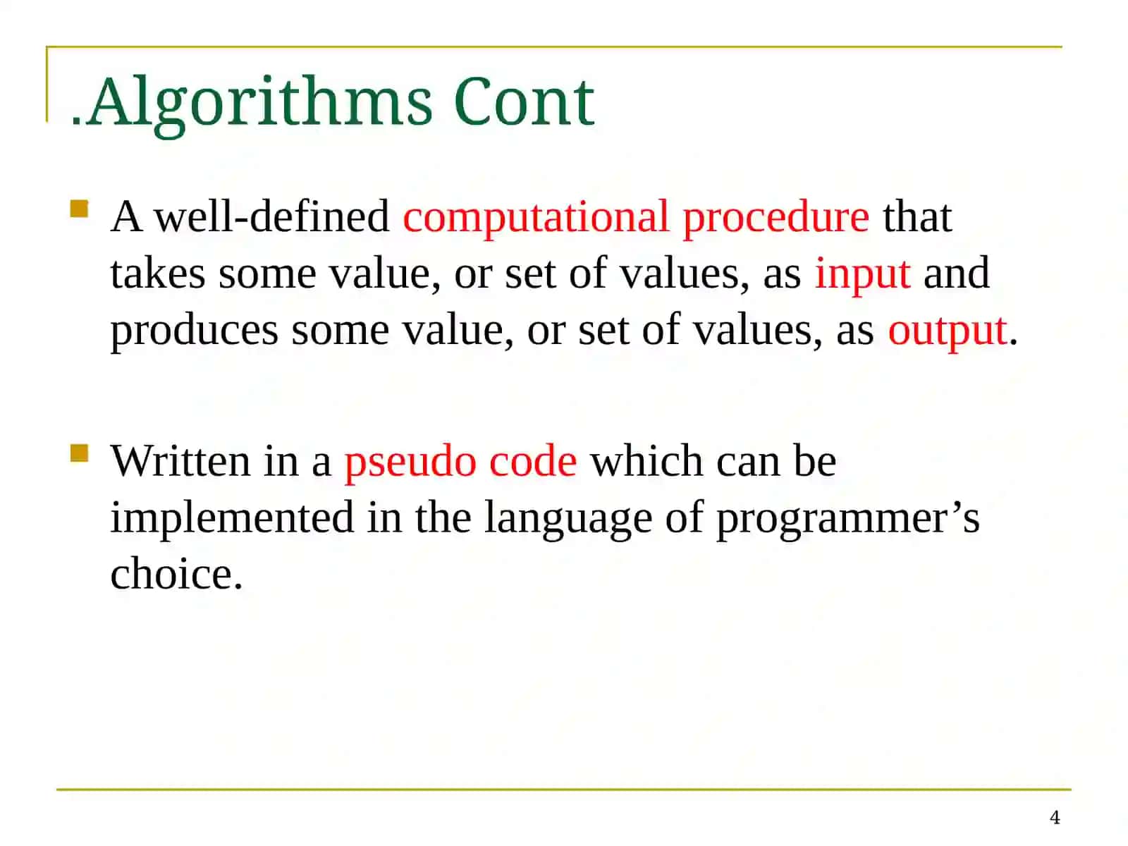 Pseudo-code to Solve Problems 4
