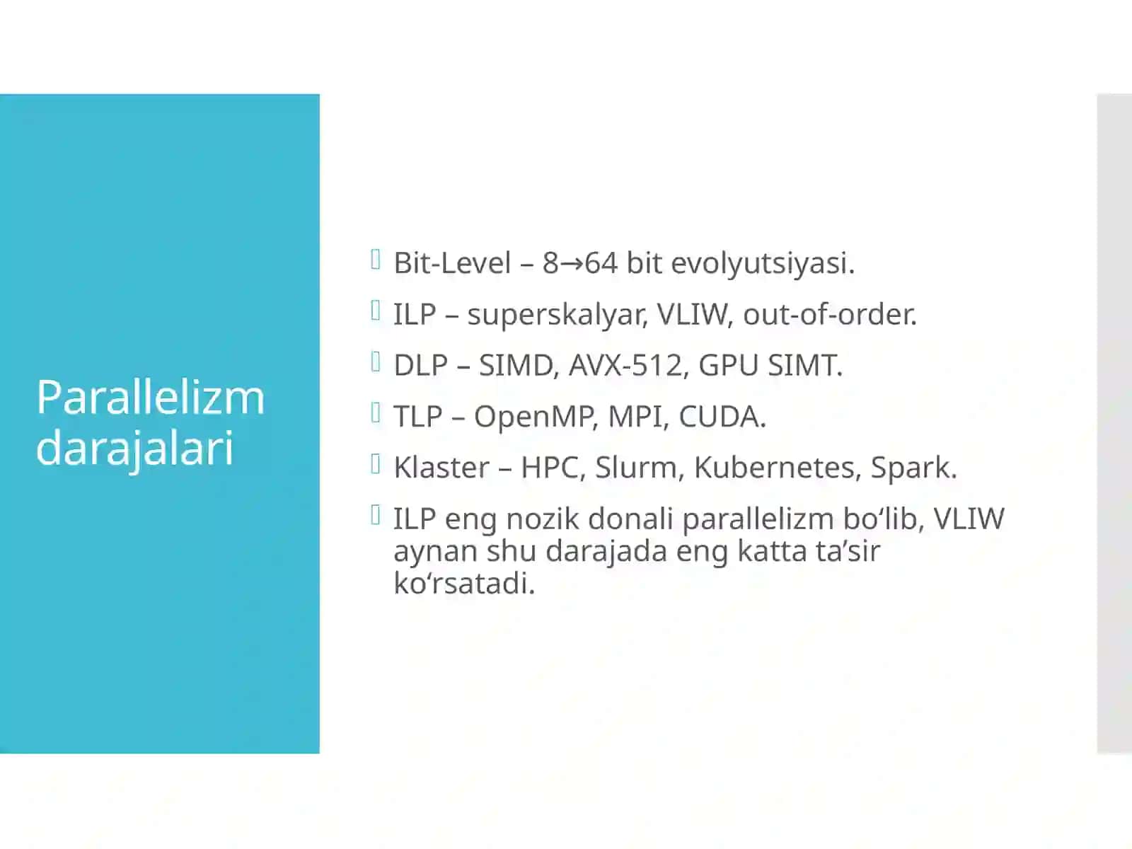 Parallel dasturlashdan VLIW arxitekturasi 4