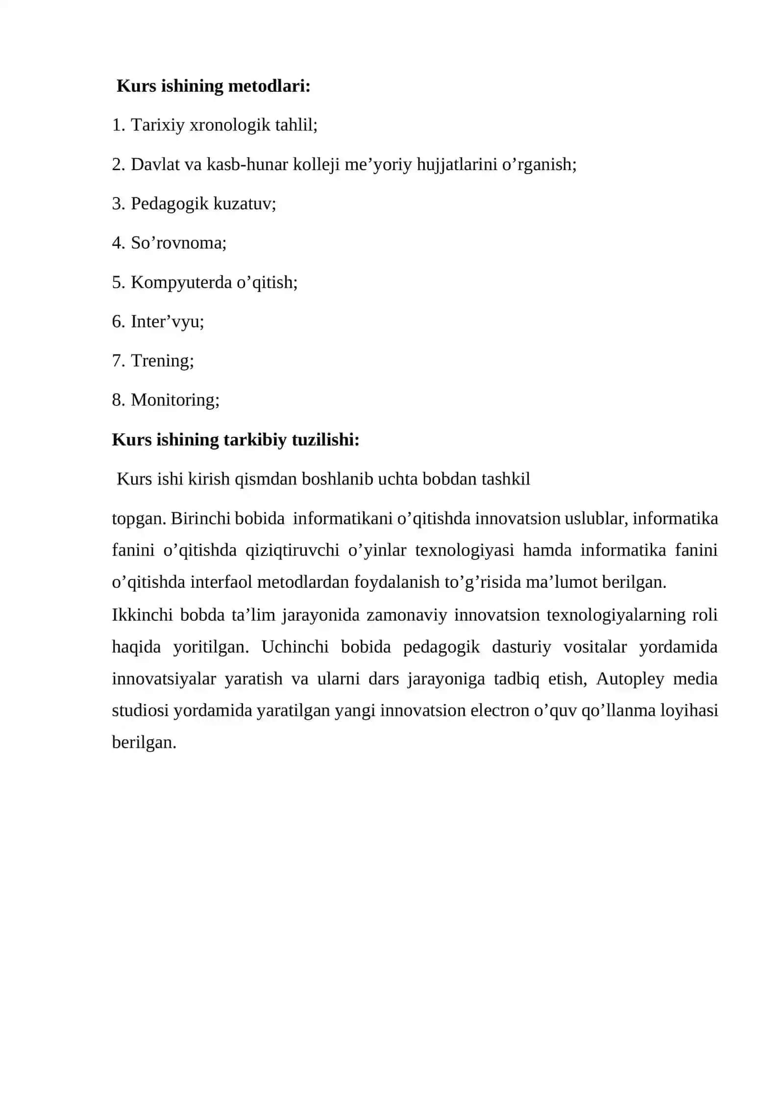 Informatika fanini o’qitishda innovatsion uslublarni ishlab chiqish va ularni dars jarayoniga tadbiq etish 4