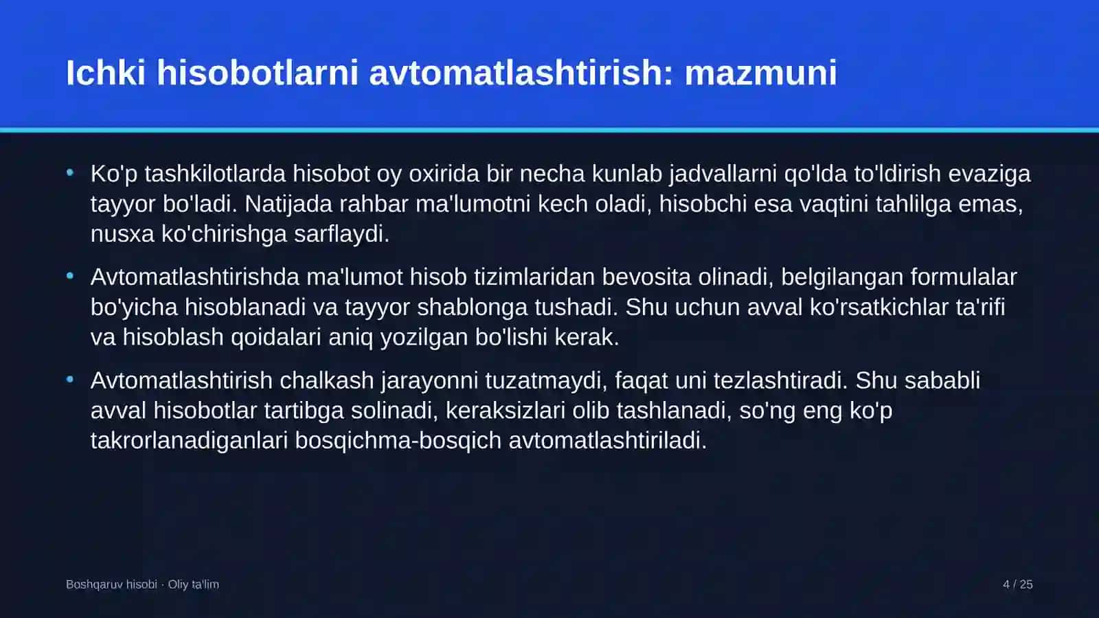Ichki hisobotlarni avtomatlashtirish: mohiyati 4