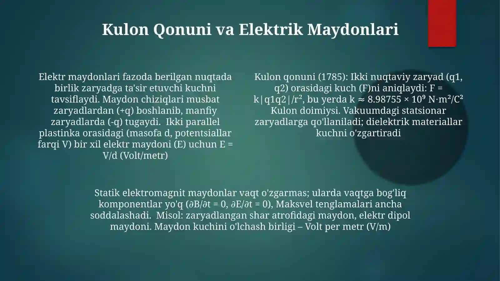 O'zgarmas elekromagnit maydon 4