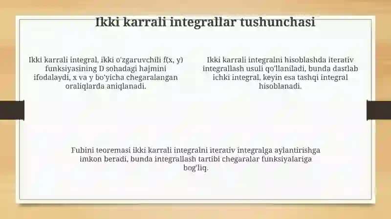 Ikki karrali integralning hisoblash usullari 4