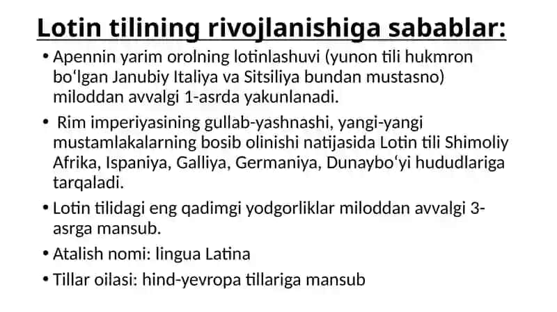 Lotin tilining o'rta asrlardagi o'rni 4