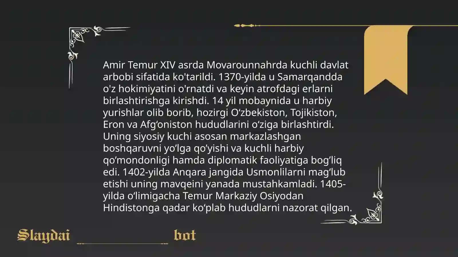 Amir Temur buyuk davlat arbobi Zaripova Sabina 4