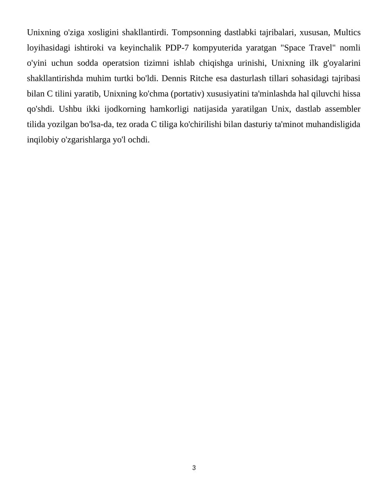 Unix operatsion tizimi yaratilish tarixi. 4