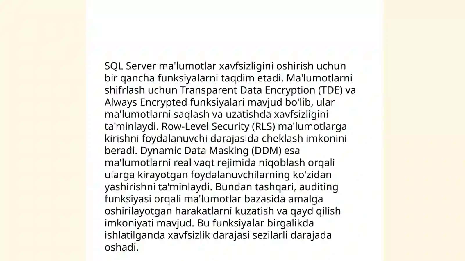 SQL Server-da ma'lumotlarni shifrlash tamoyillari 4