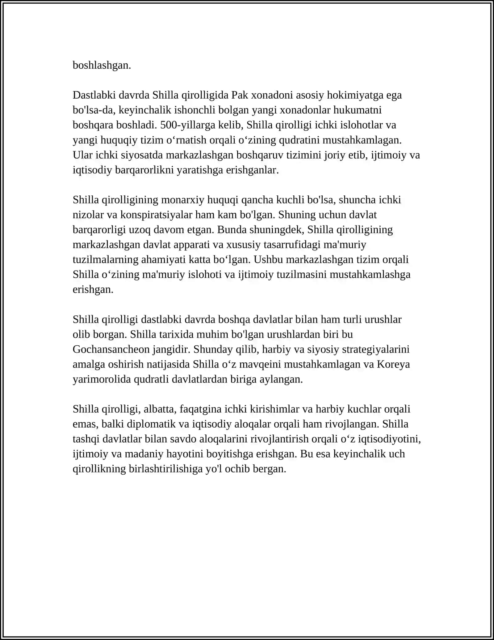SHILLA QIROLLIGI VA HVARANG INSTITUTI TARIXI 4