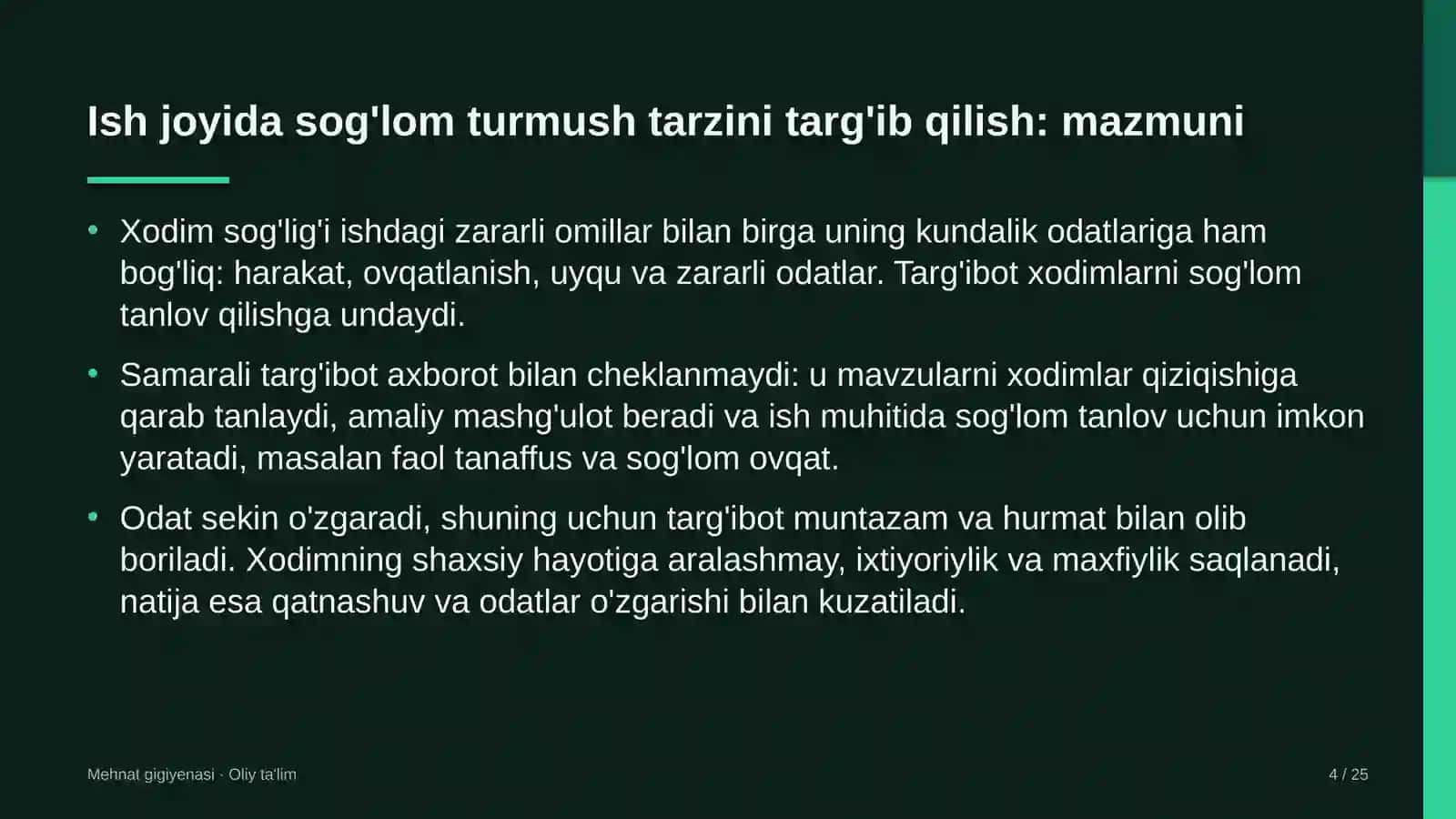 ovoz yozish studiyalarida ish joyida sog'lom turmush tarzini targ'ib qilish 8224 4