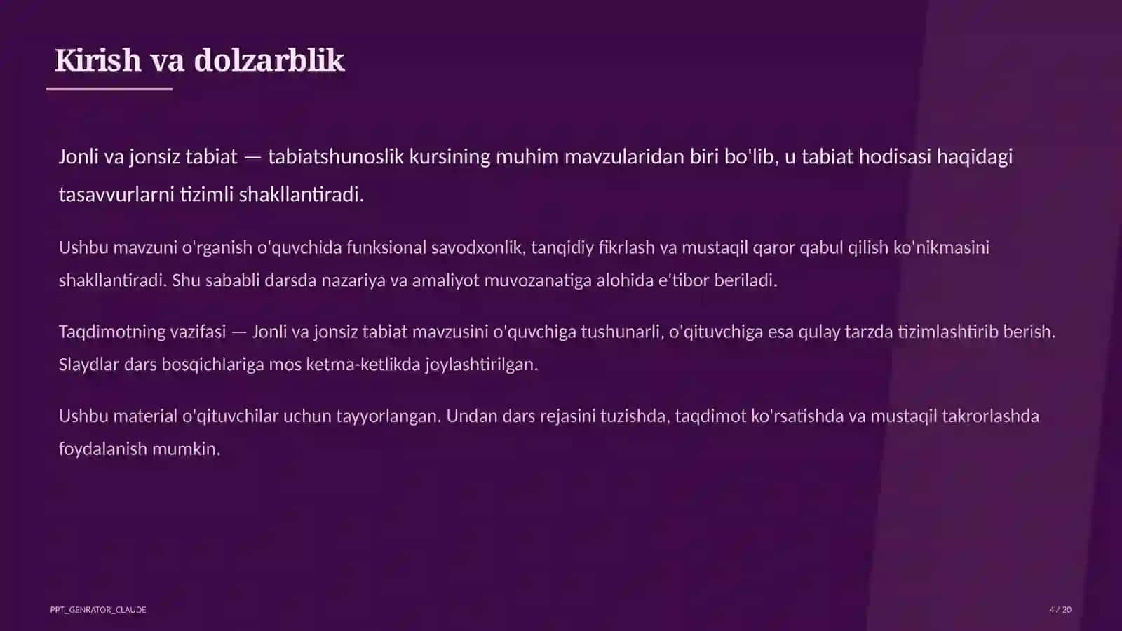 Jonli va jonsiz tabiat (2-sinf) 4