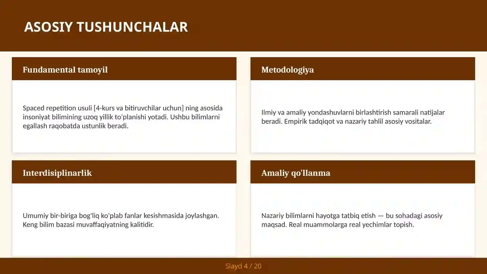 Spaced repetition usuli [4-kurs va bitiruvchilar uchun] 4