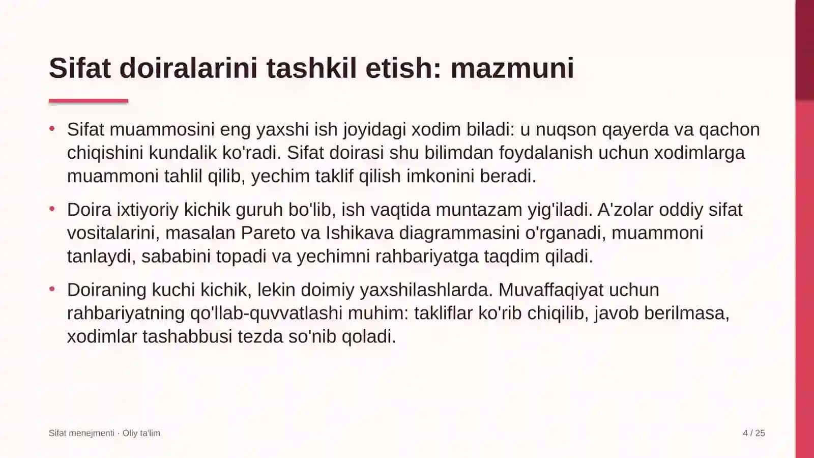 Sifat Menejmenti · Oliy Ta'limg 4