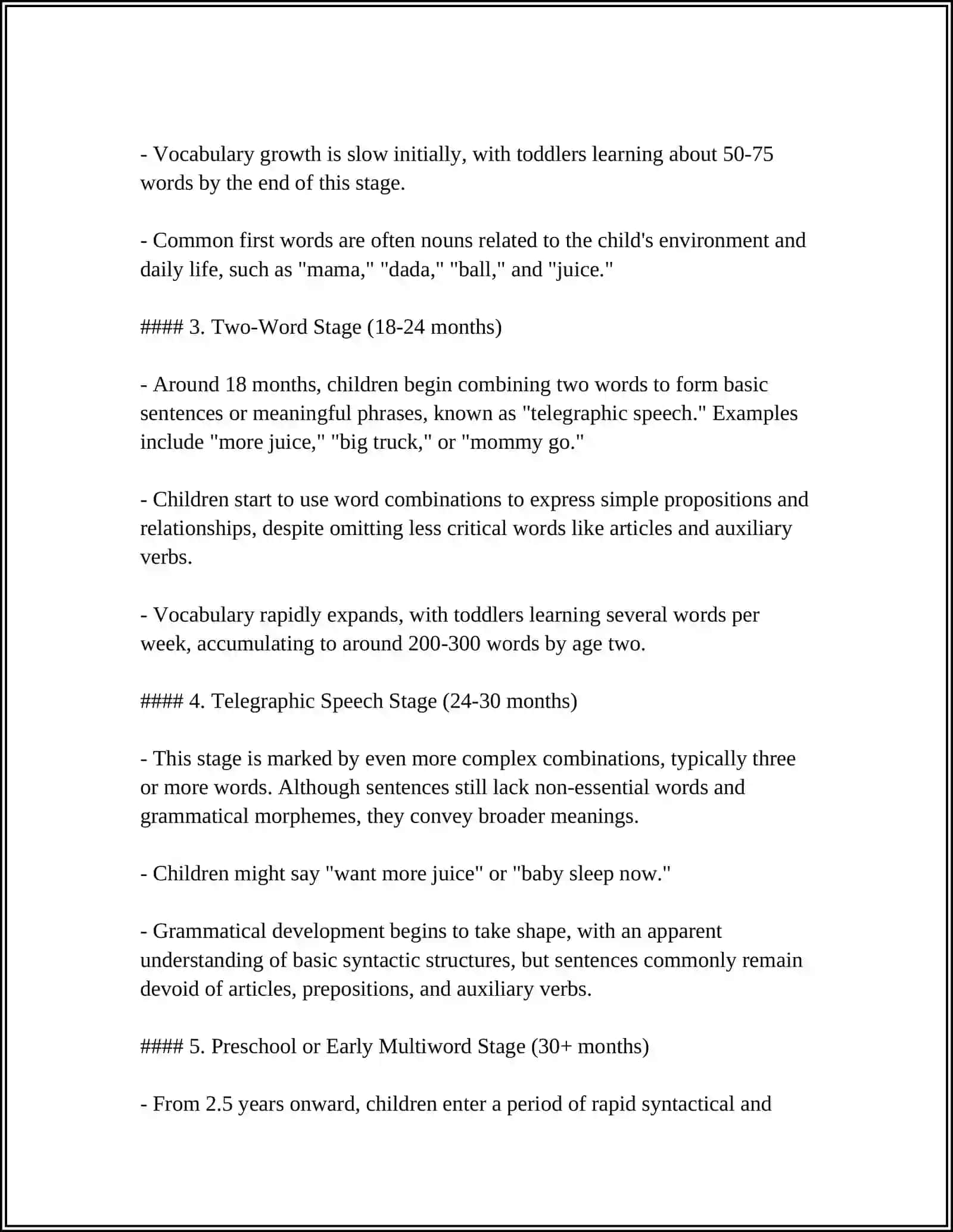 First Language Acquisition Stages 4