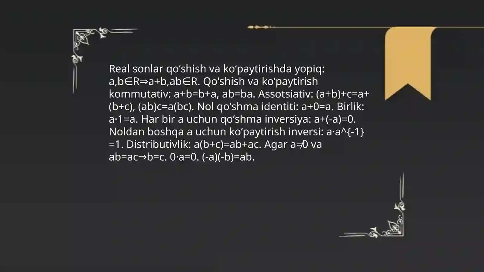 Haqiqiy sonlar ustida amallar 4