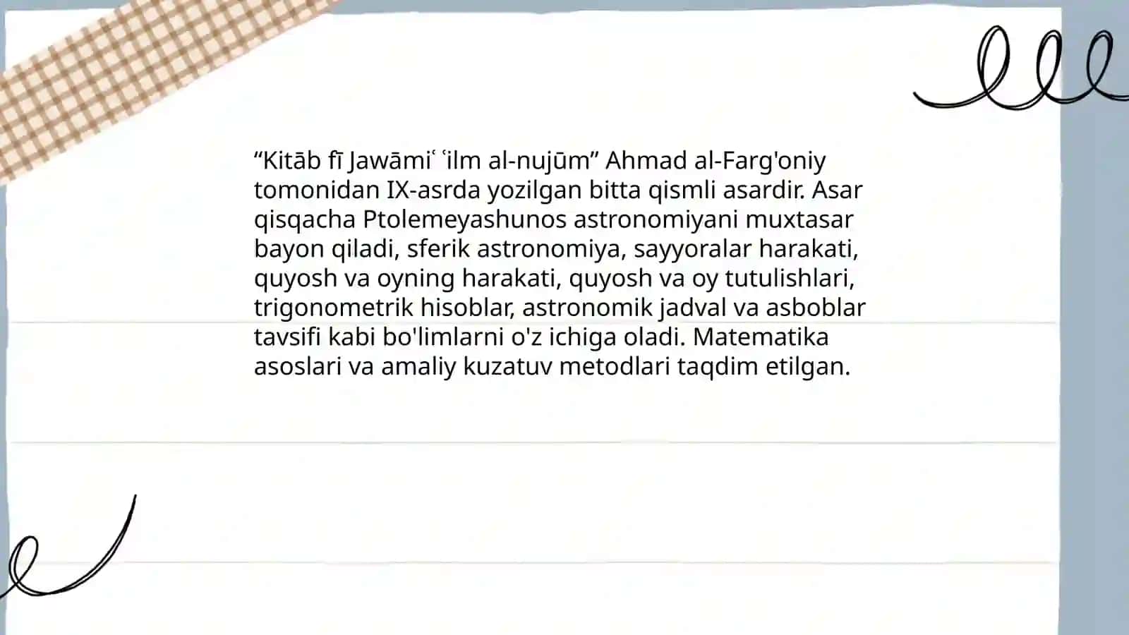 Ahmad al Farg'oniy ilmiy merosi 4