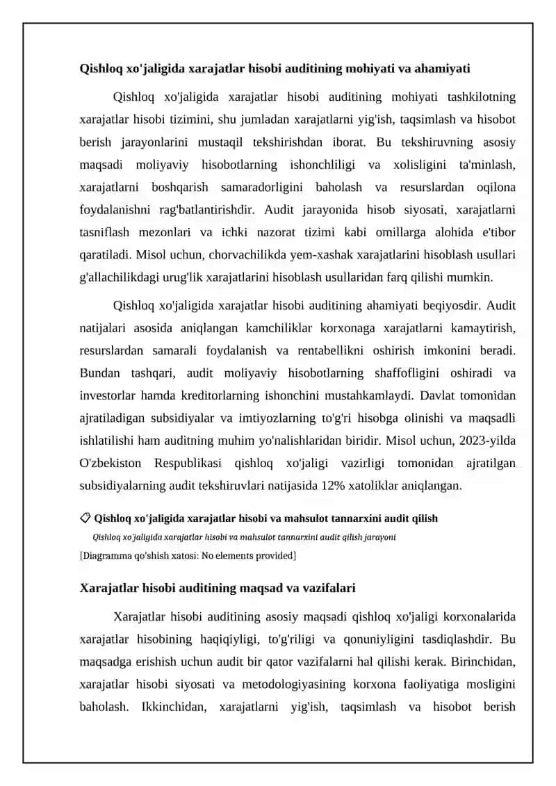Dehqonchilikda xarajatlar hisobi va mahsulot narxini kalkulyatsiyalash auditi 4
